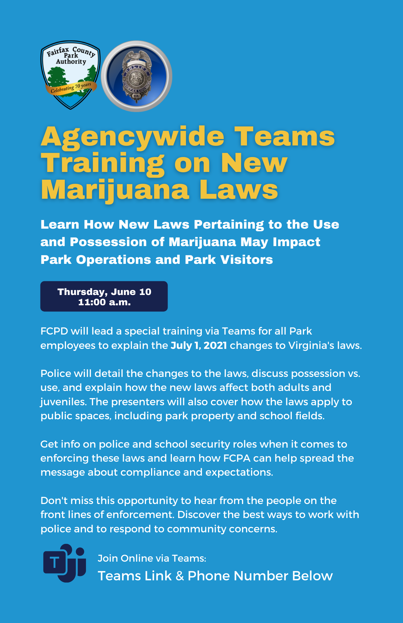 Agencywide Training on New Marijuana Laws Flyer